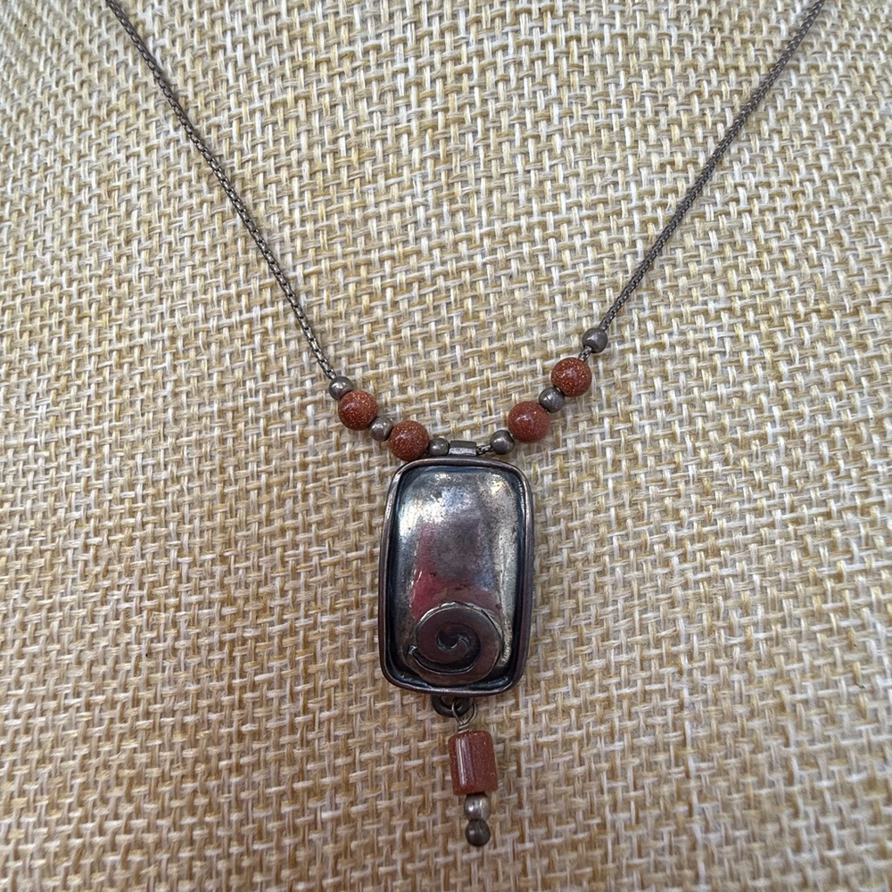 Silpada Silver and Brown Swirl Pendant Necklace